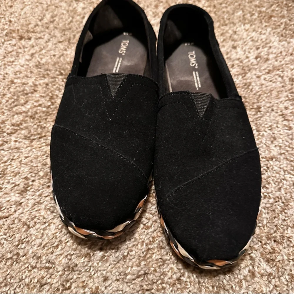 TOMS Alpargata Vetiver Black Suede Leather Slip-On Size 8.5 - Picture 6 of 9